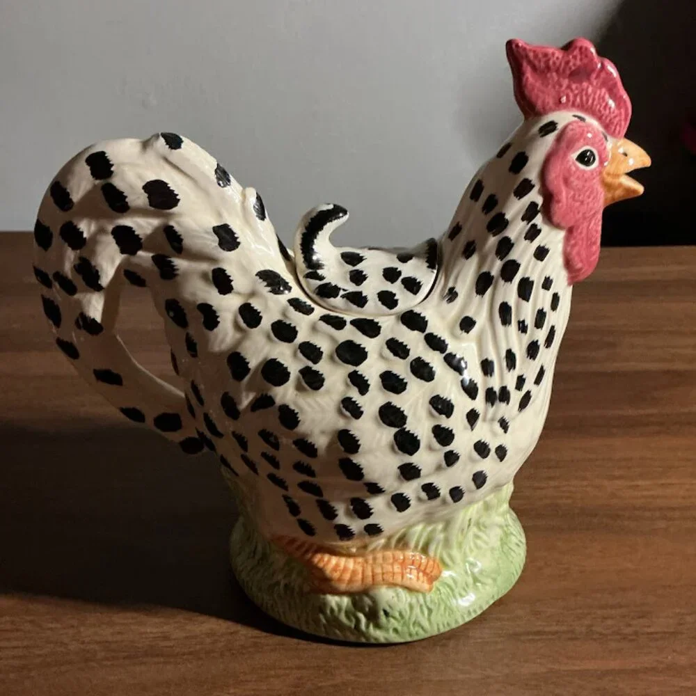 VINTAGE WANGS INTERNATIONAL CERAMIC ROOSTER DECORATIVE TEAPOT - Picture 2 of 8